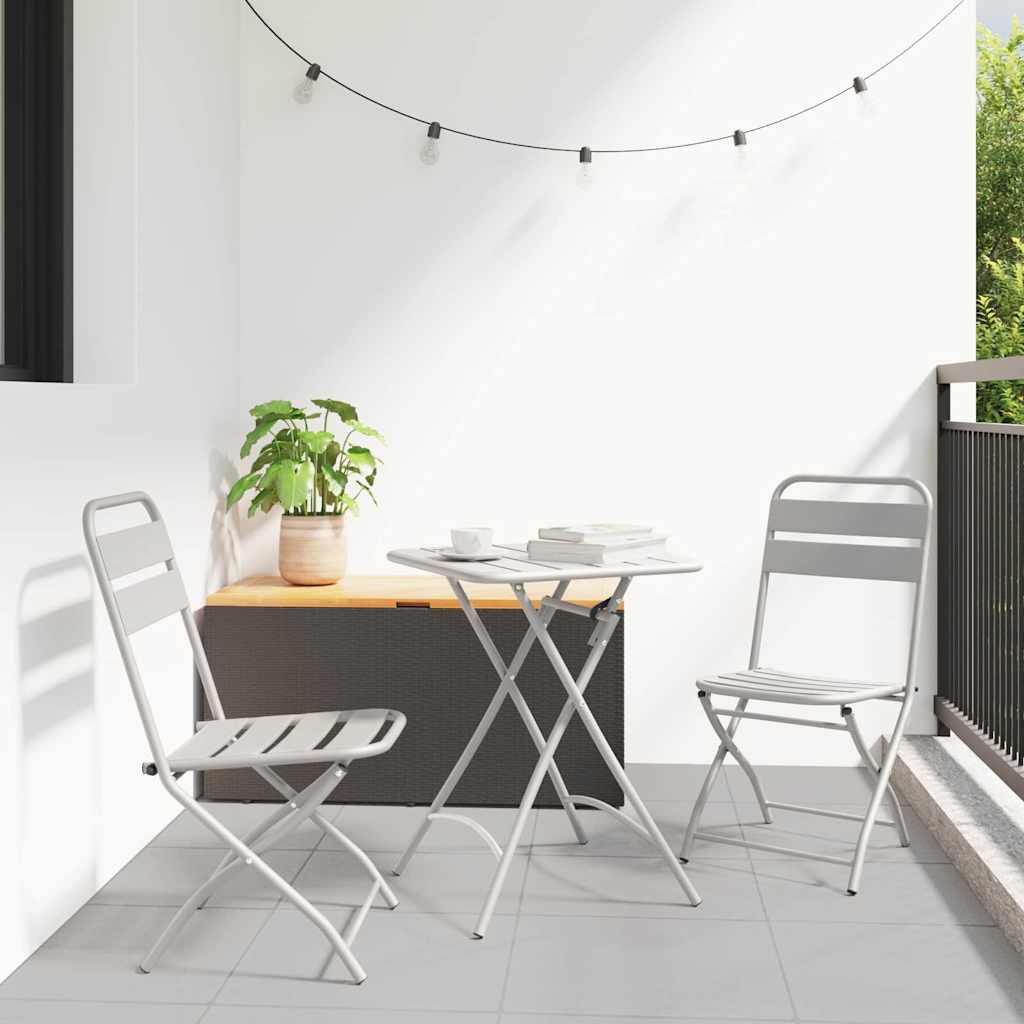 Gartenklappstuhl 2 Stk. Beige Pulverbeschichteter Stahl
