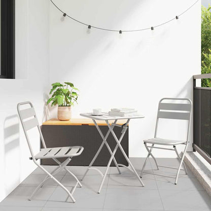 Gartenklappstuhl 2 stk. Beige Pulverbeschichteter Stahl