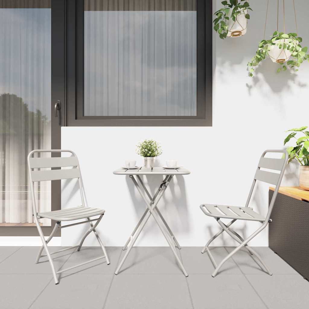 Gartenklappstuhl 2 Stk. Beige Pulverbeschichteter Stahl