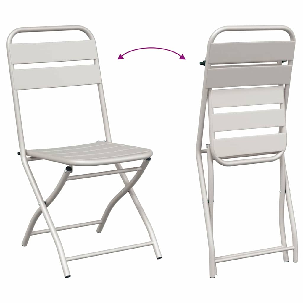Gartenklappstuhl 2 Stk. Beige Pulverbeschichteter Stahl