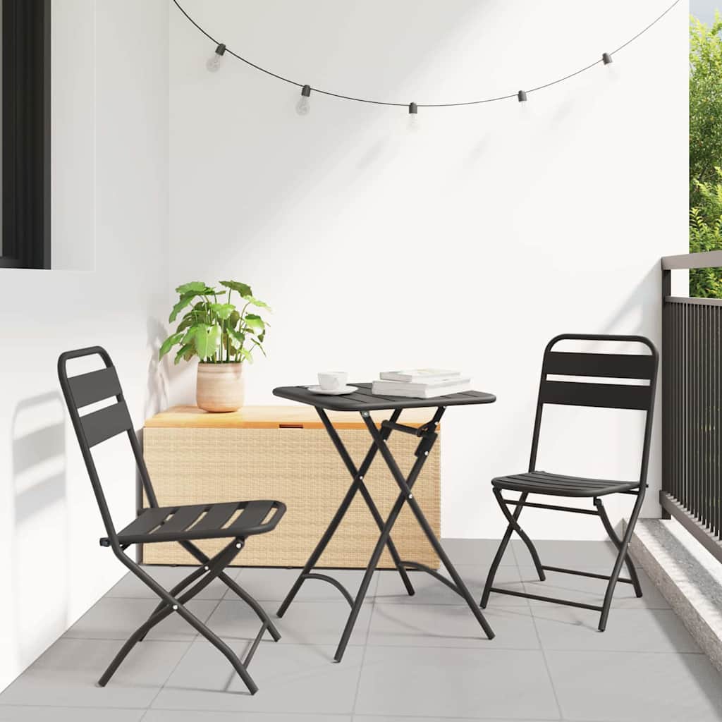 Gartenklappstuhl 2 stk. Anthrazit Pulverbeschichteter Stahl