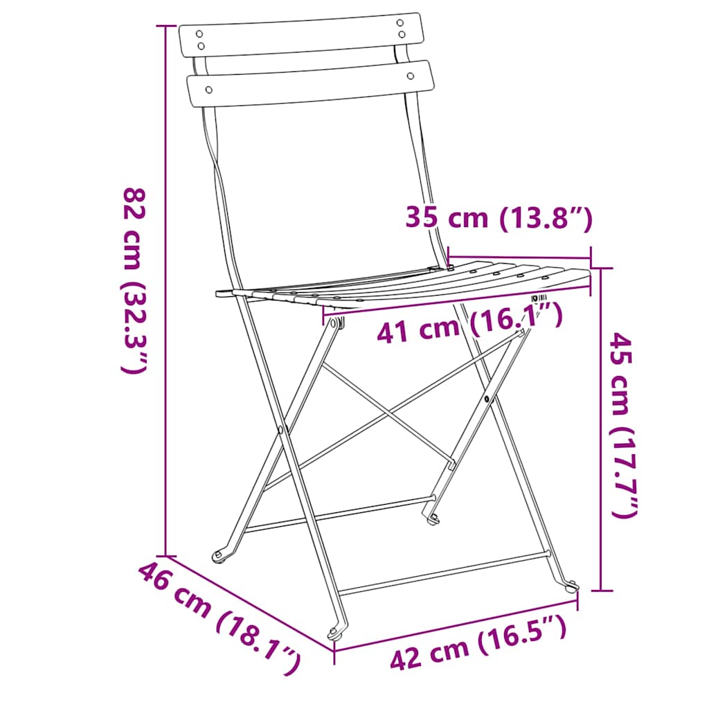 Gartenklappstuhl 2 stk. Grün Metall