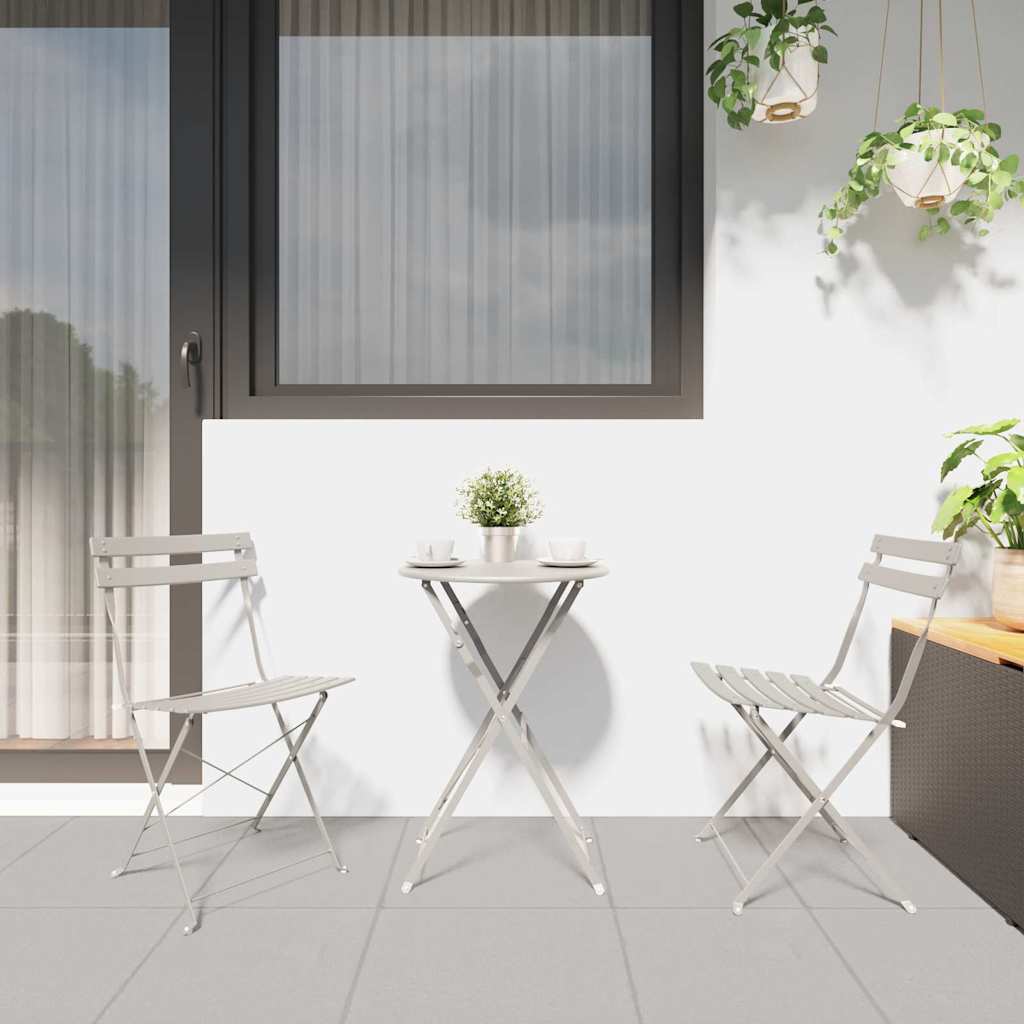 Gartenklappstuhl 2 stk. Beige Metall