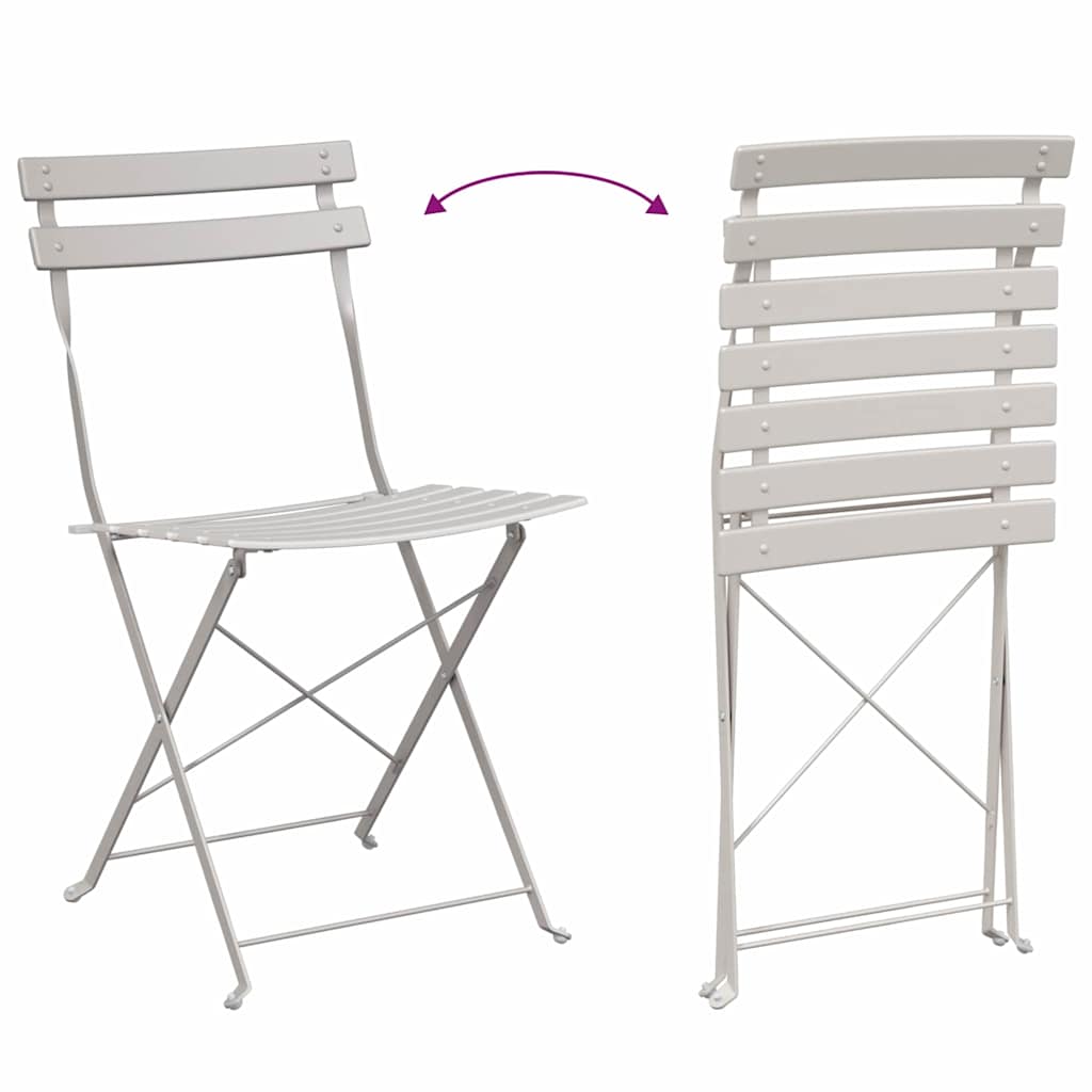 Gartenklappstuhl 2 stk. Beige Metall