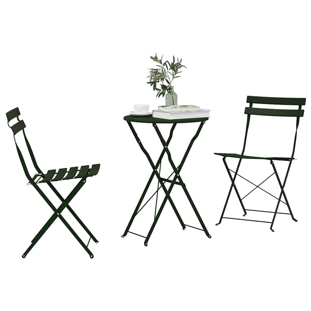 Klapp Bistro Set 3 Stk. Wald Stahl