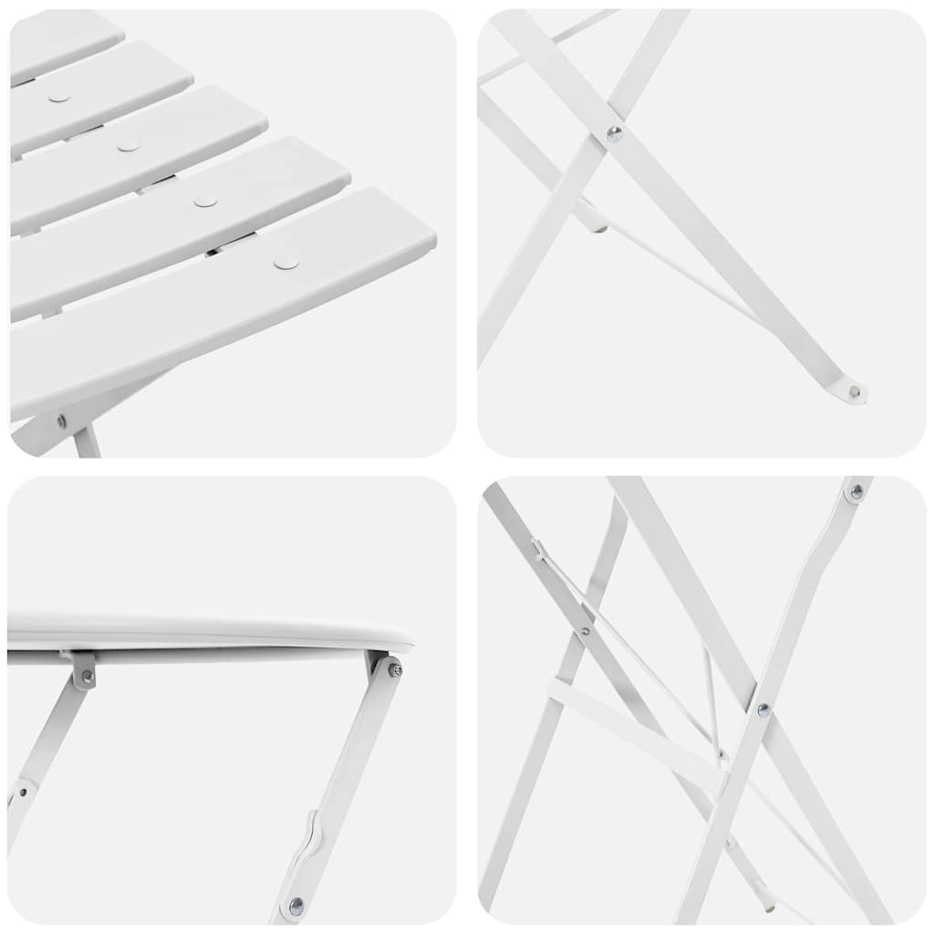 Klapp Bistro Set 3 Stk. Weiß Stahl