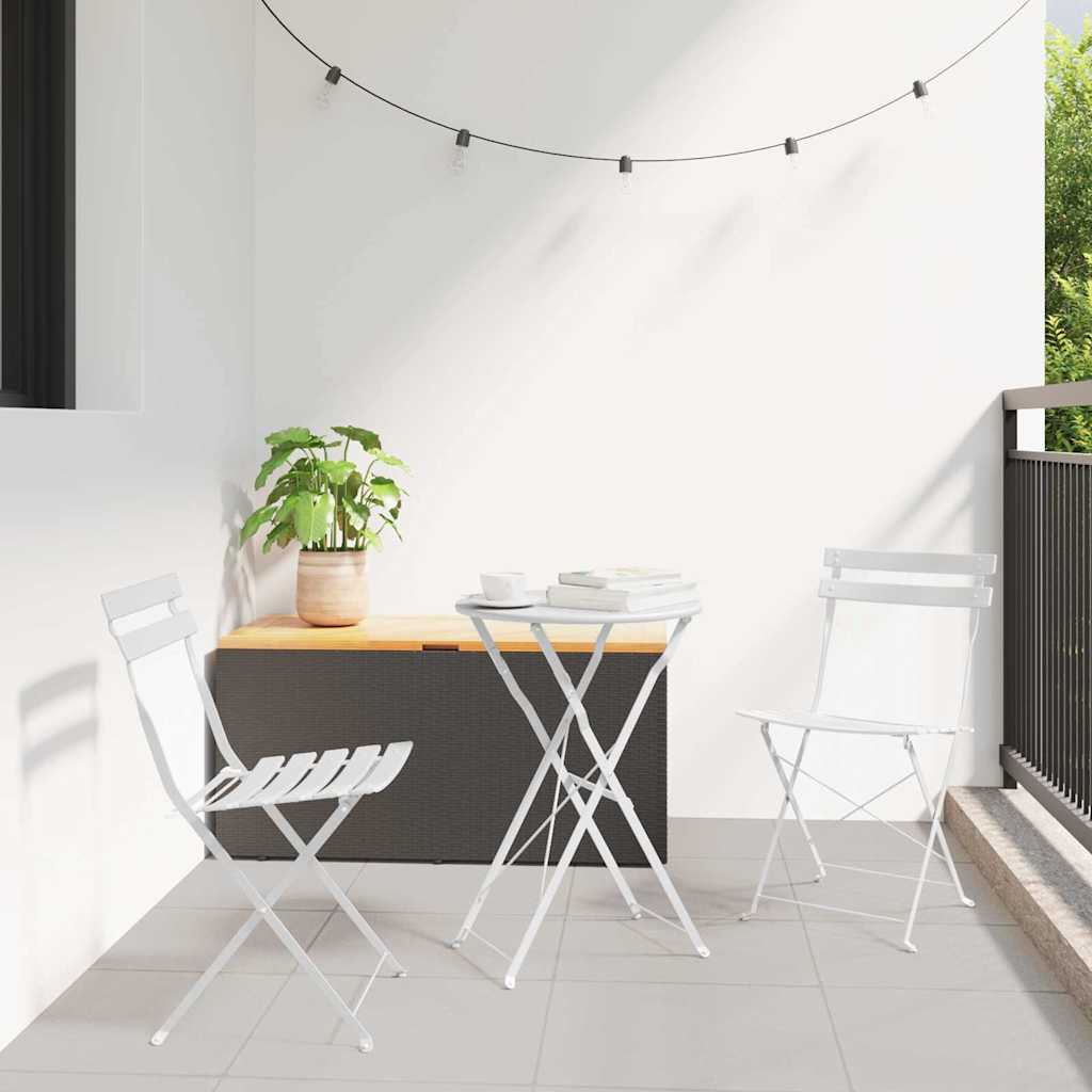 Klapp Bistro Set 3 Stk. Weiß Stahl