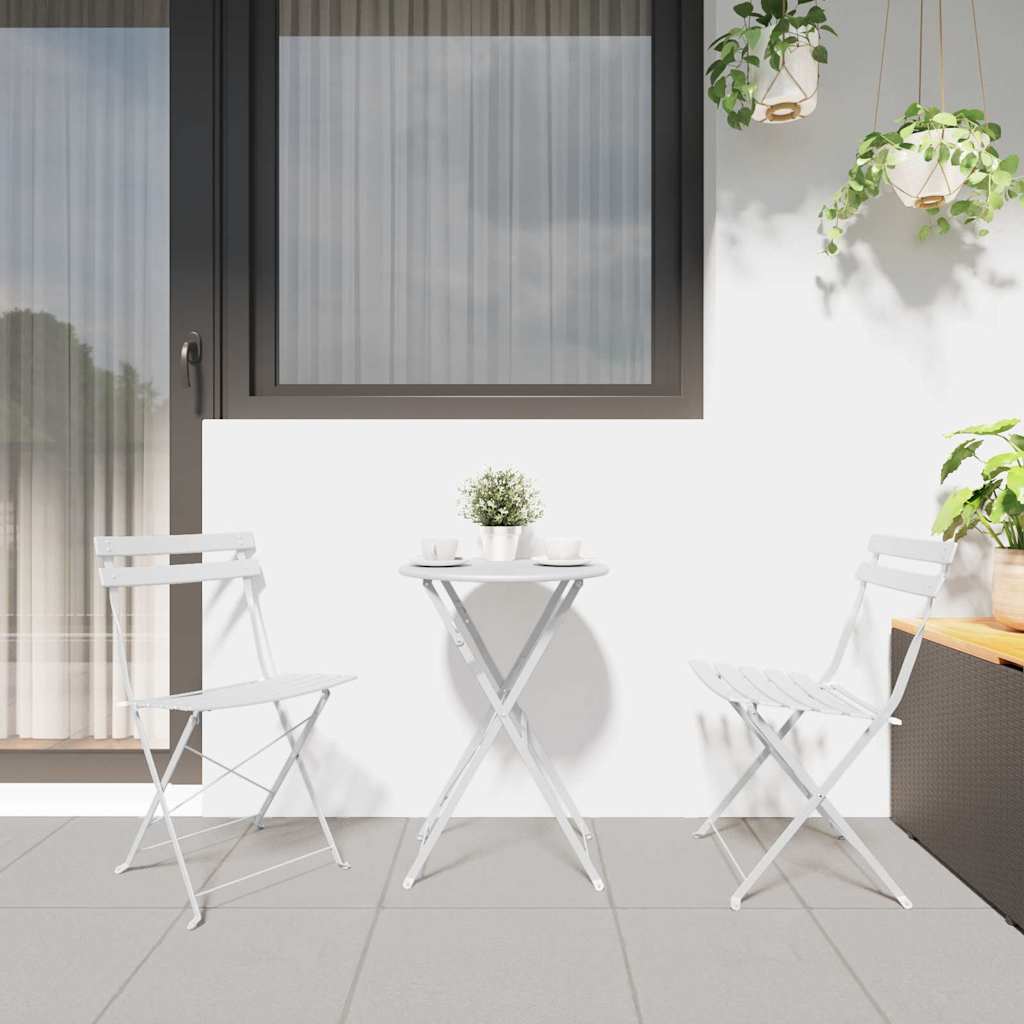 Klapp Bistro Set 3 Stk. Weiß Stahl