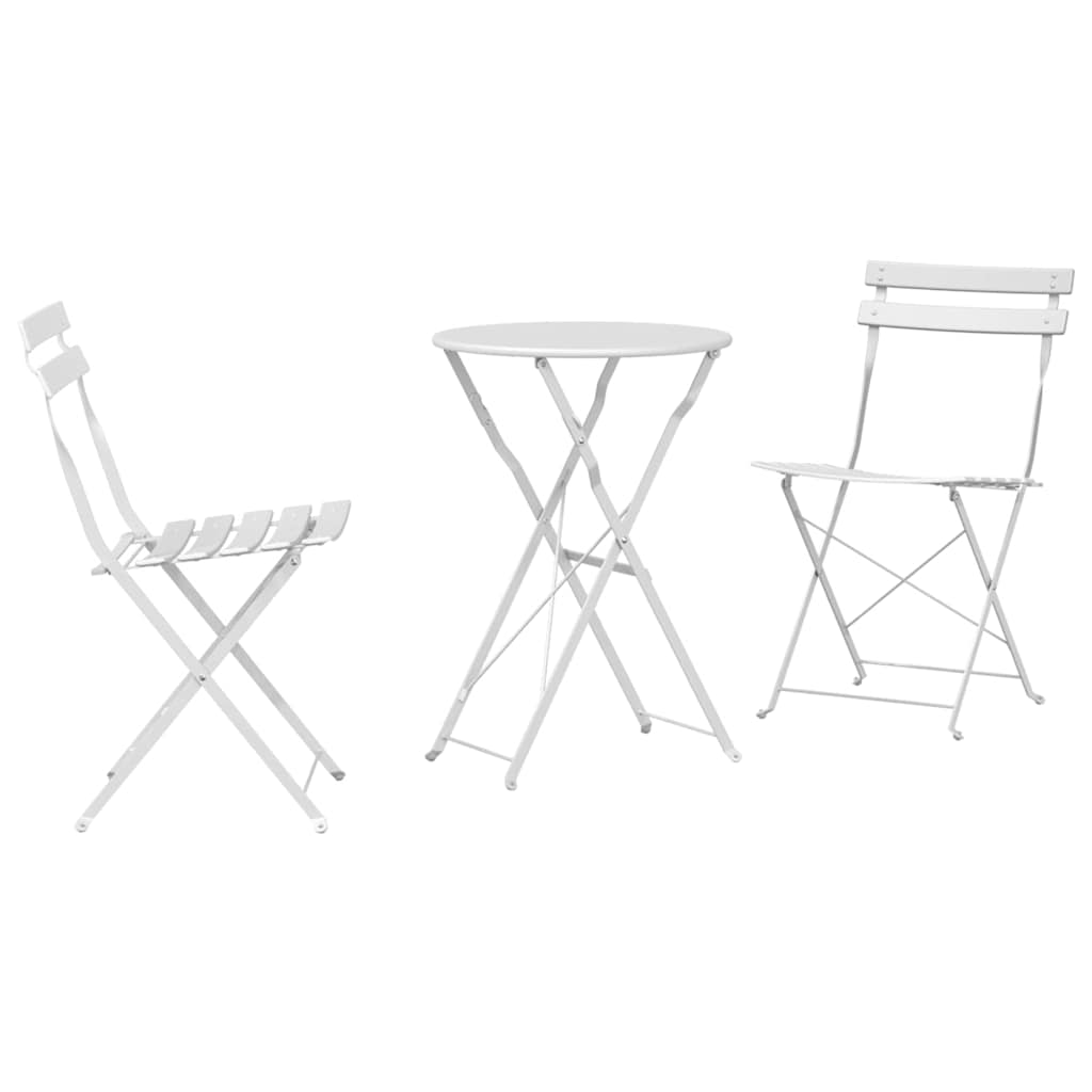 Klapp Bistro Set 3 Stk. Weiß Stahl