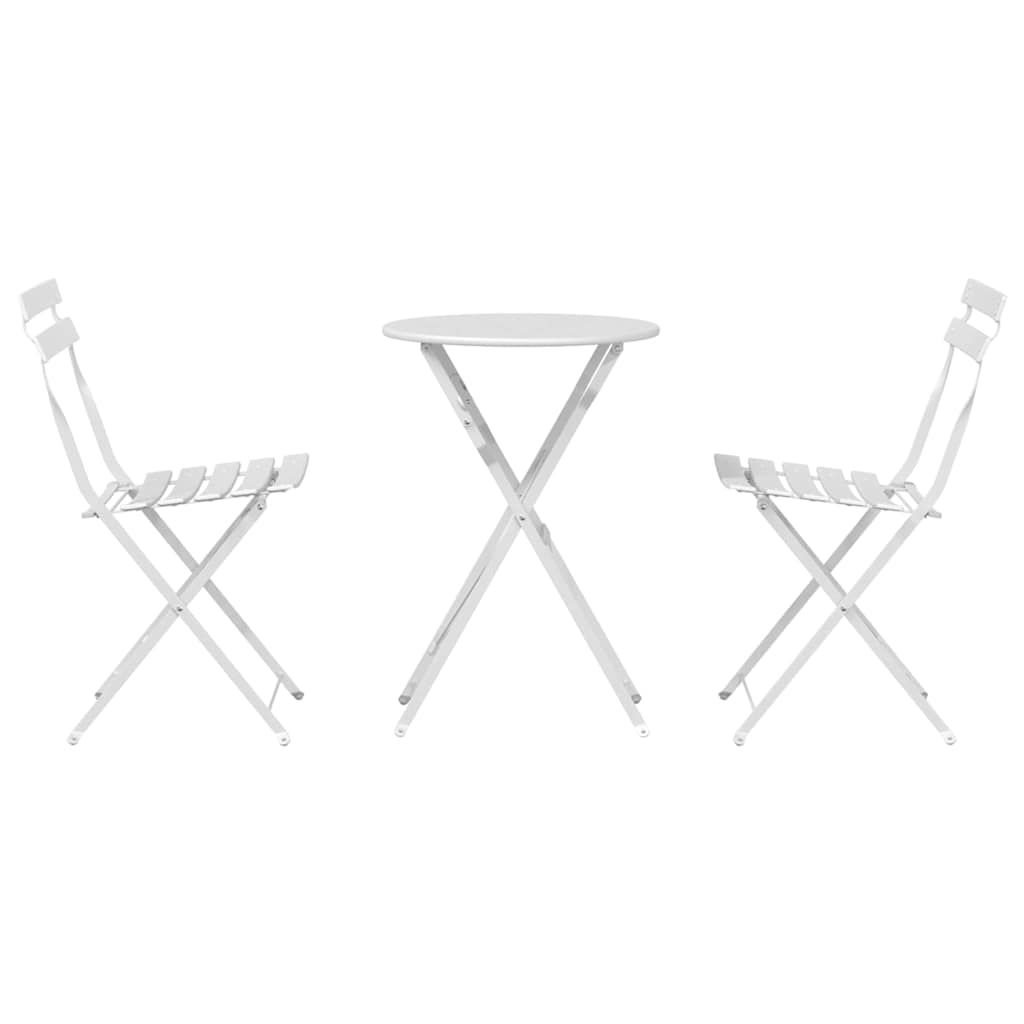Klapp Bistro Set 3 Stk. Weiß Stahl