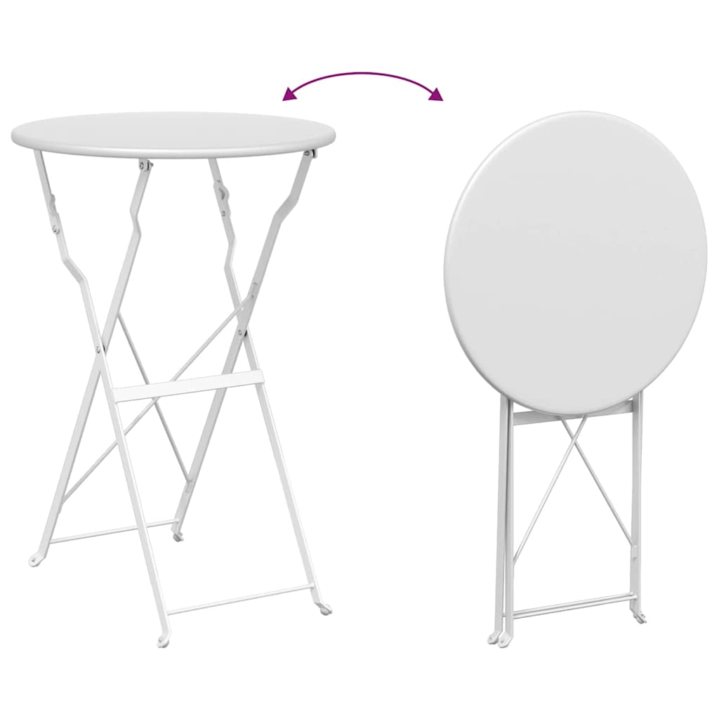 Klapp Bistro Set 3 Stk. Weiß Stahl
