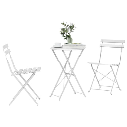 Klapp Bistro Set 3 stk. Weiß Stahl