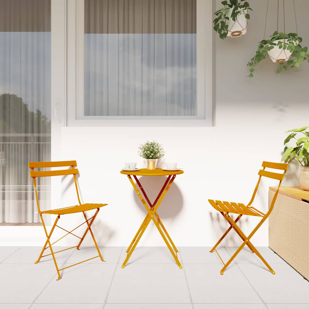 Klapp Bistro Set 3 Stk. Senf Stahl