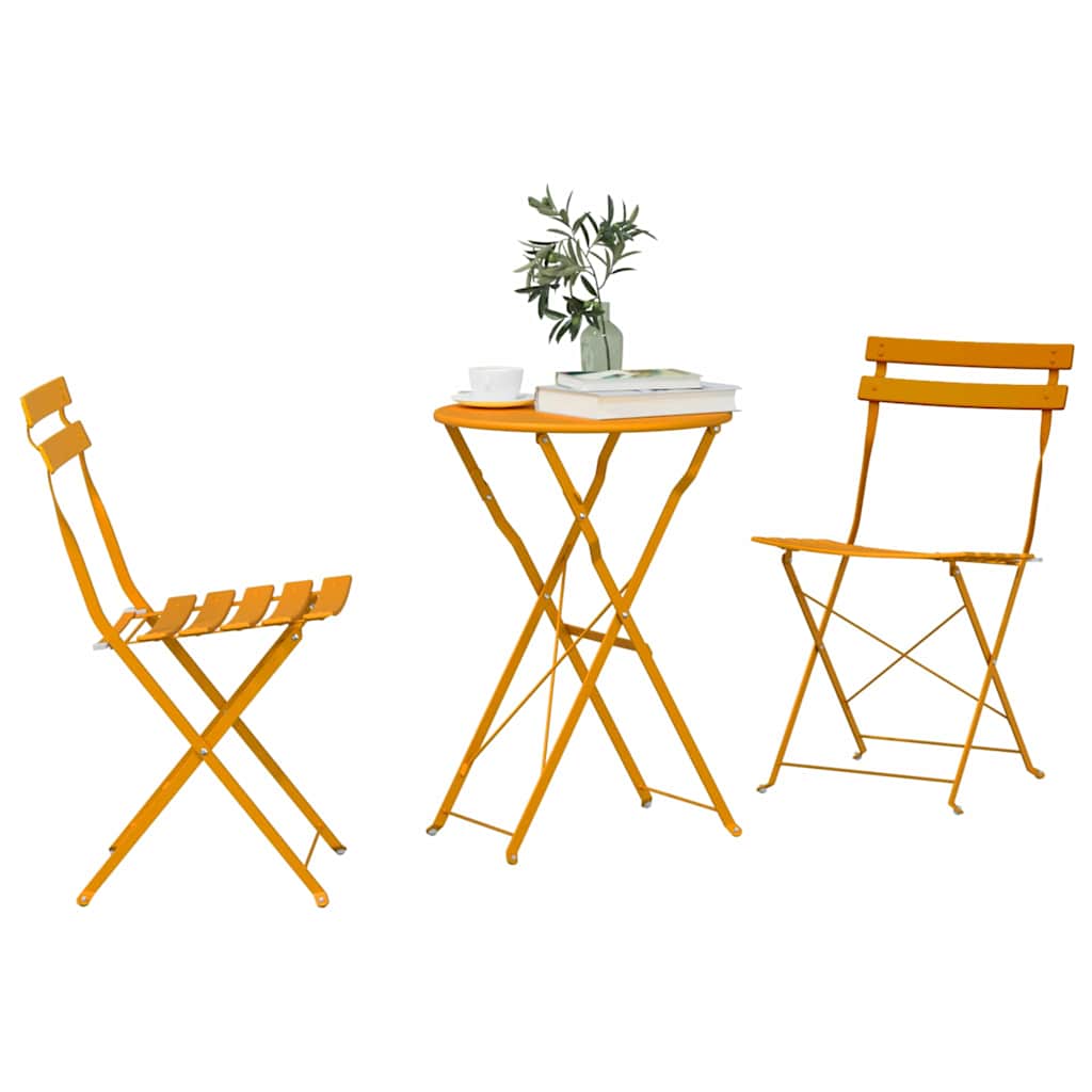 Klapp Bistro Set 3 Stk. Senf Stahl