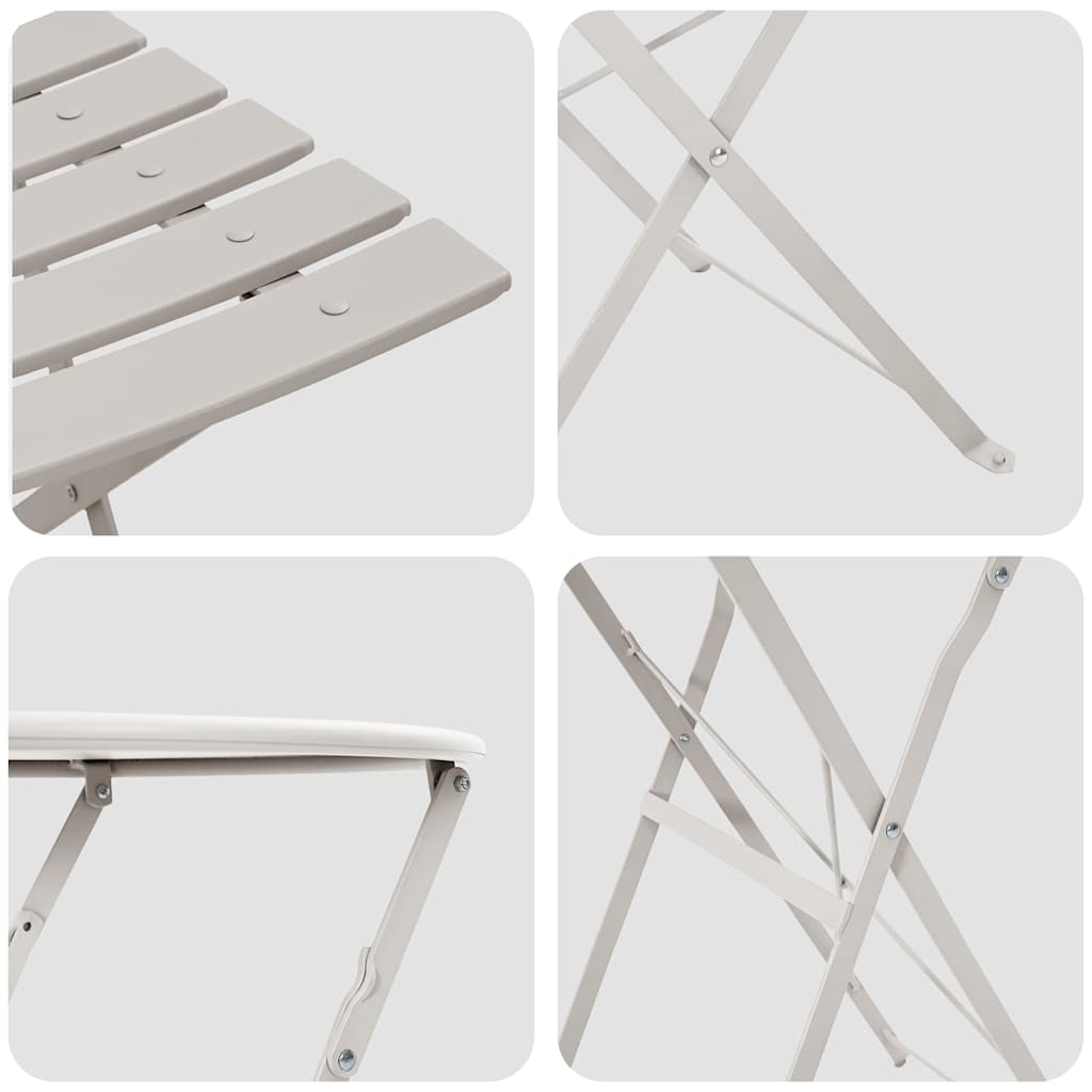 Klapp Bistro Set 3 Stk. Beige Stahl