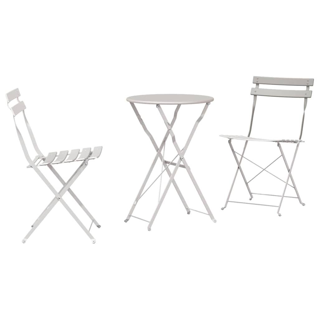 Klapp Bistro Set 3 Stk. Beige Stahl