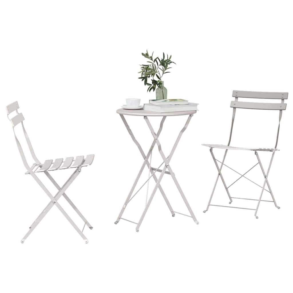 Klapp Bistro Set 3 Stk. Beige Stahl