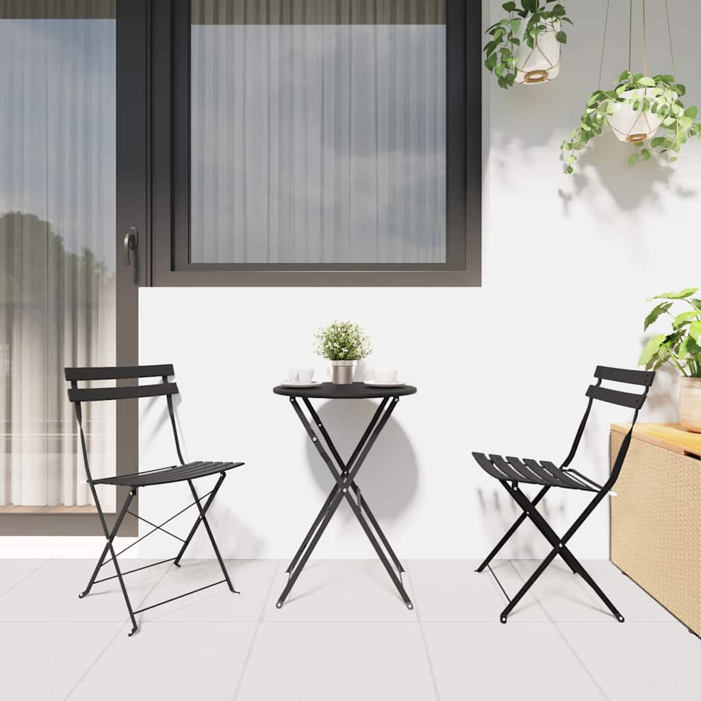 Klapp Bistro Set 3 Stk. Anthrazit Stahl