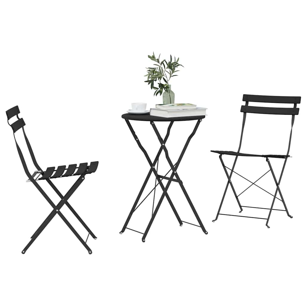Klapp Bistro Set 3 Stk. Anthrazit Stahl