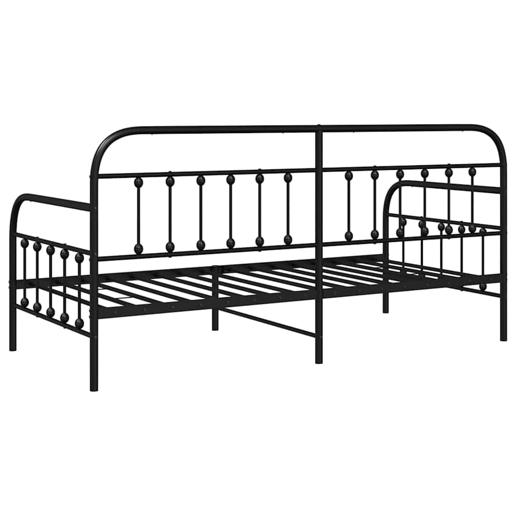 Tagesbettrahmen Schwarz 90 x 200 cm Pulverbeschichteter Stahl