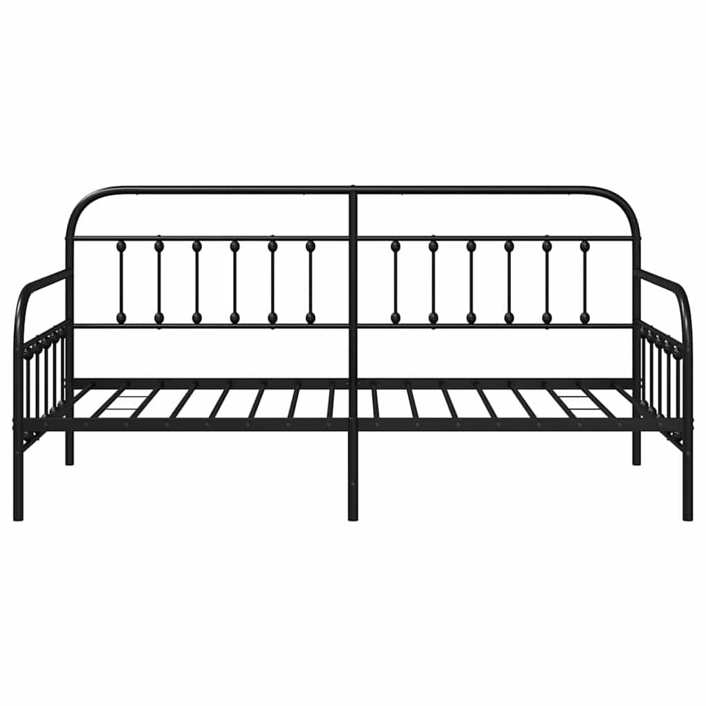 Tagesbettrahmen Schwarz 90 x 200 cm Pulverbeschichteter Stahl