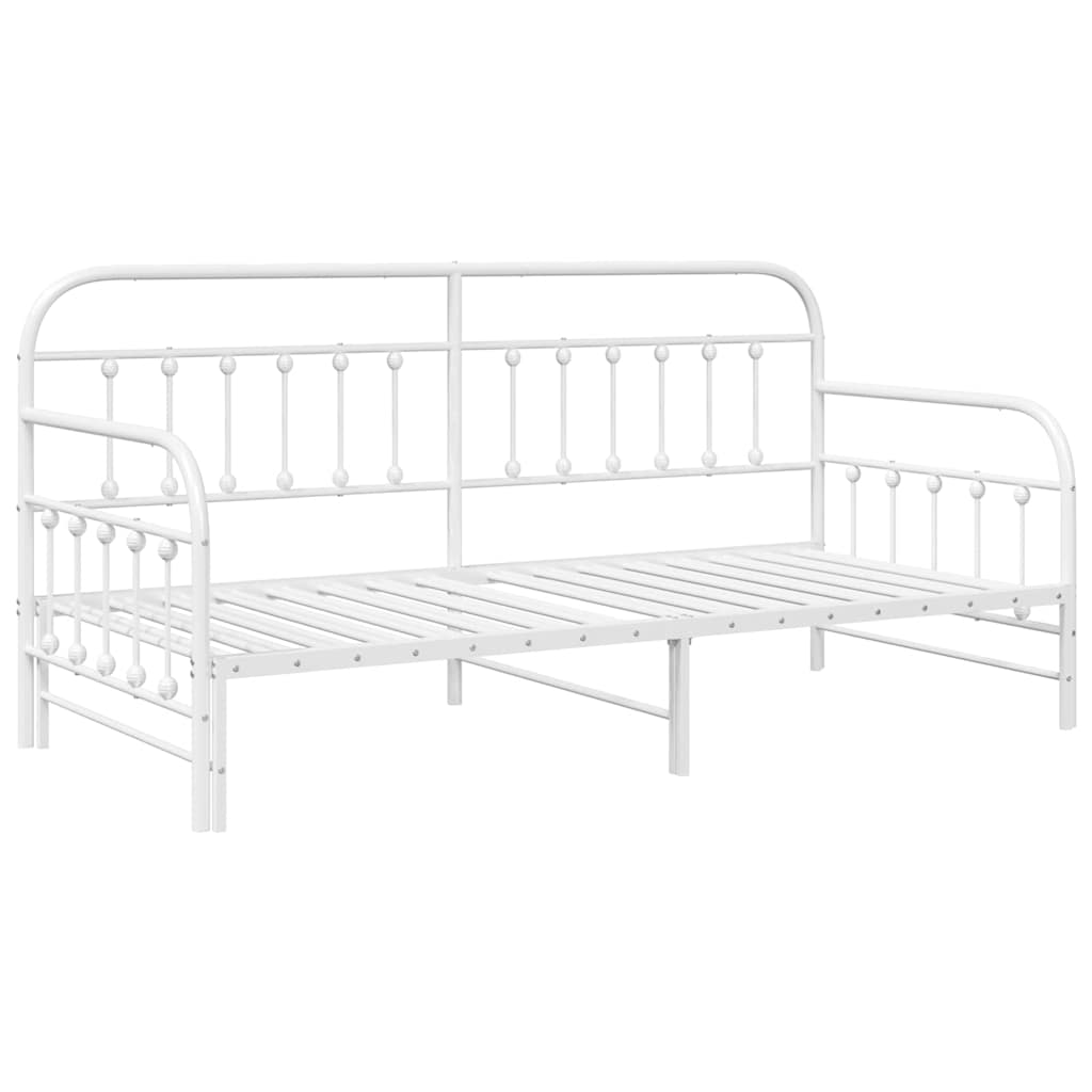Tagesbettrahmen Weiß 90 x 200 cm Pulverbeschichteter Stahl