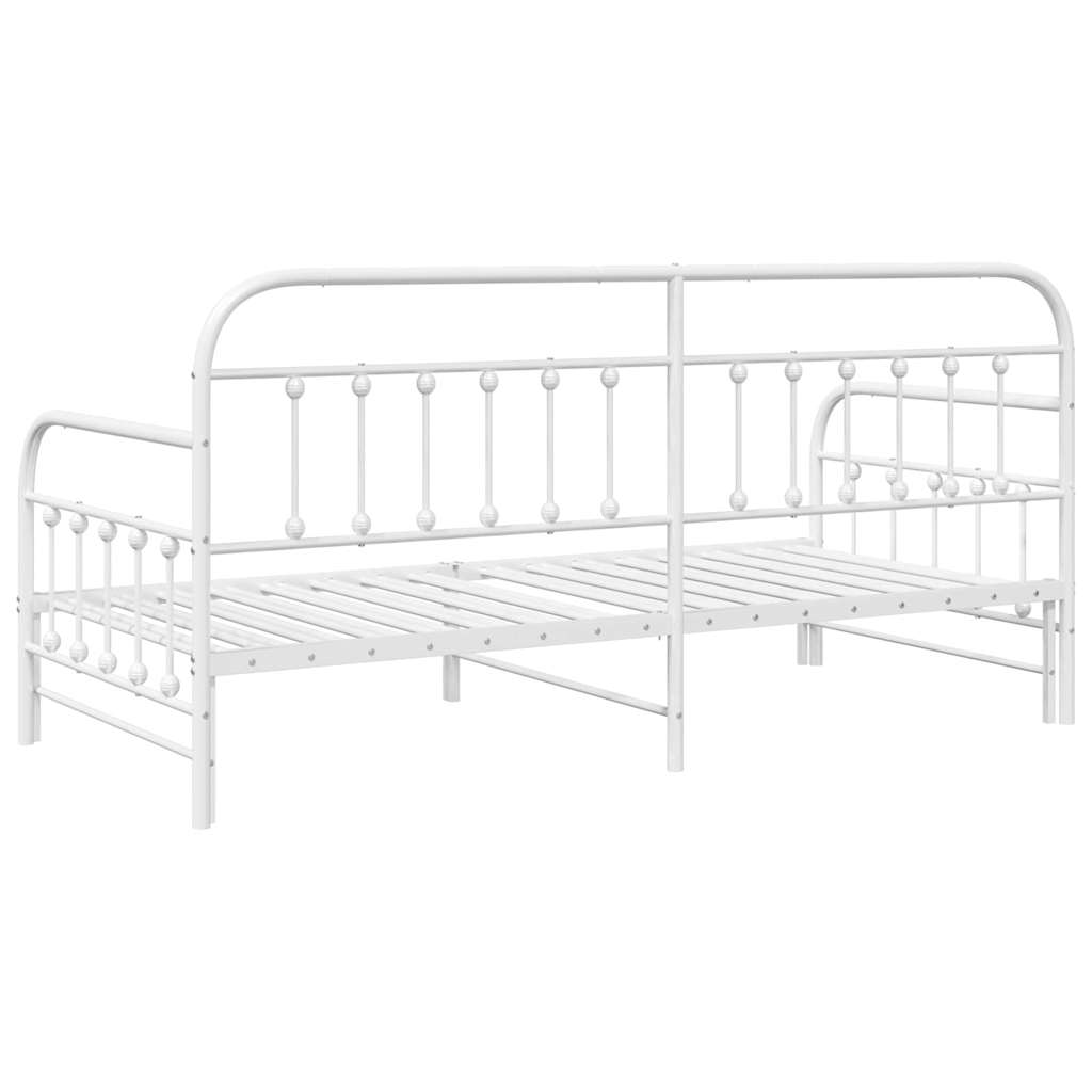 Tagesbettrahmen Weiß 90 x 200 cm Pulverbeschichteter Stahl