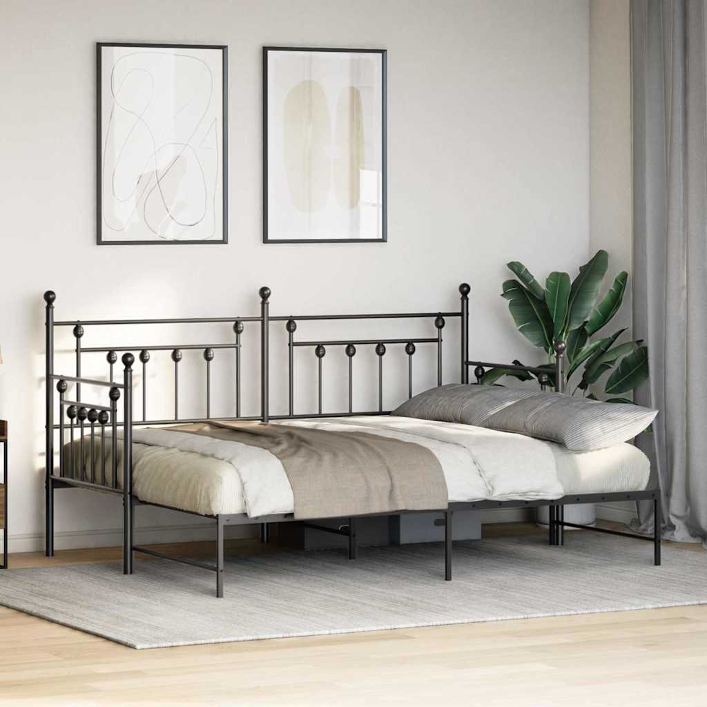 Tagesbettrahmen Schwarz 75 x 190 cm Stahl