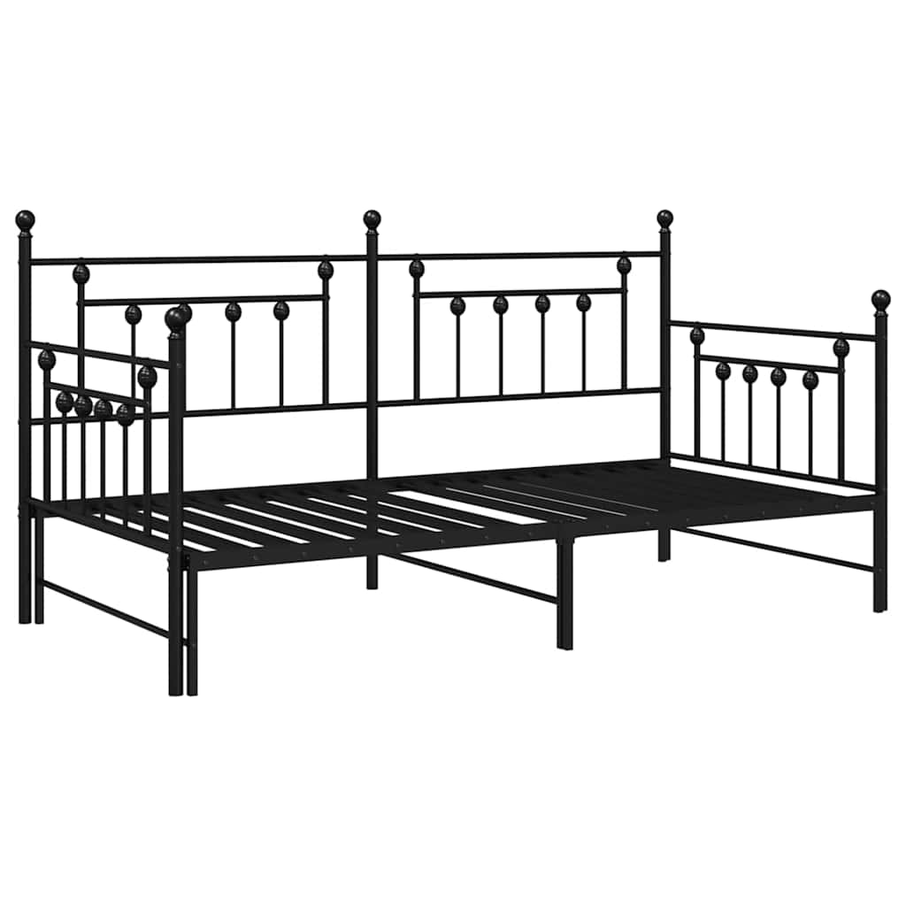 Tagesbettrahmen Schwarz 90 x 190 cm Stahl