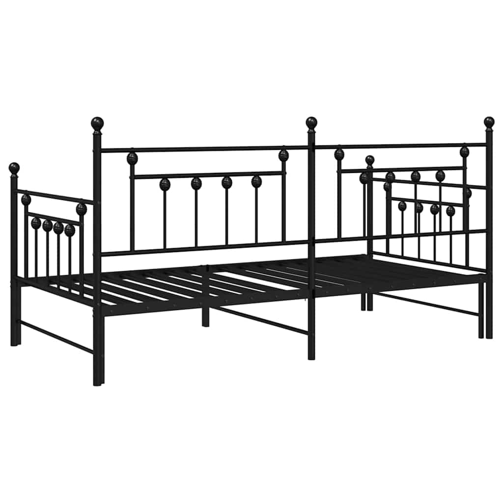 Tagesbettrahmen Schwarz 90 x 200 cm Stahl