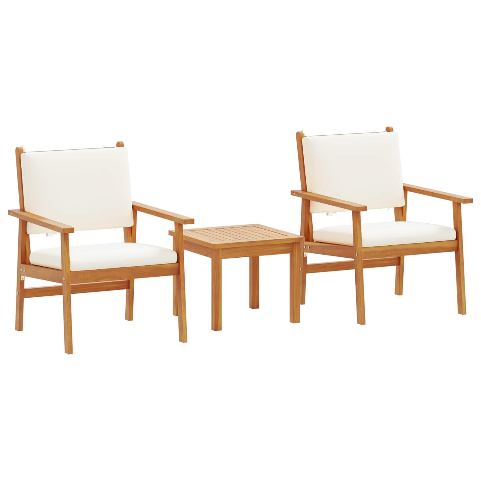 Gartensofa-set 3 stk. 2-Sitzanzahl Cremeweiß Massivholz Akazie