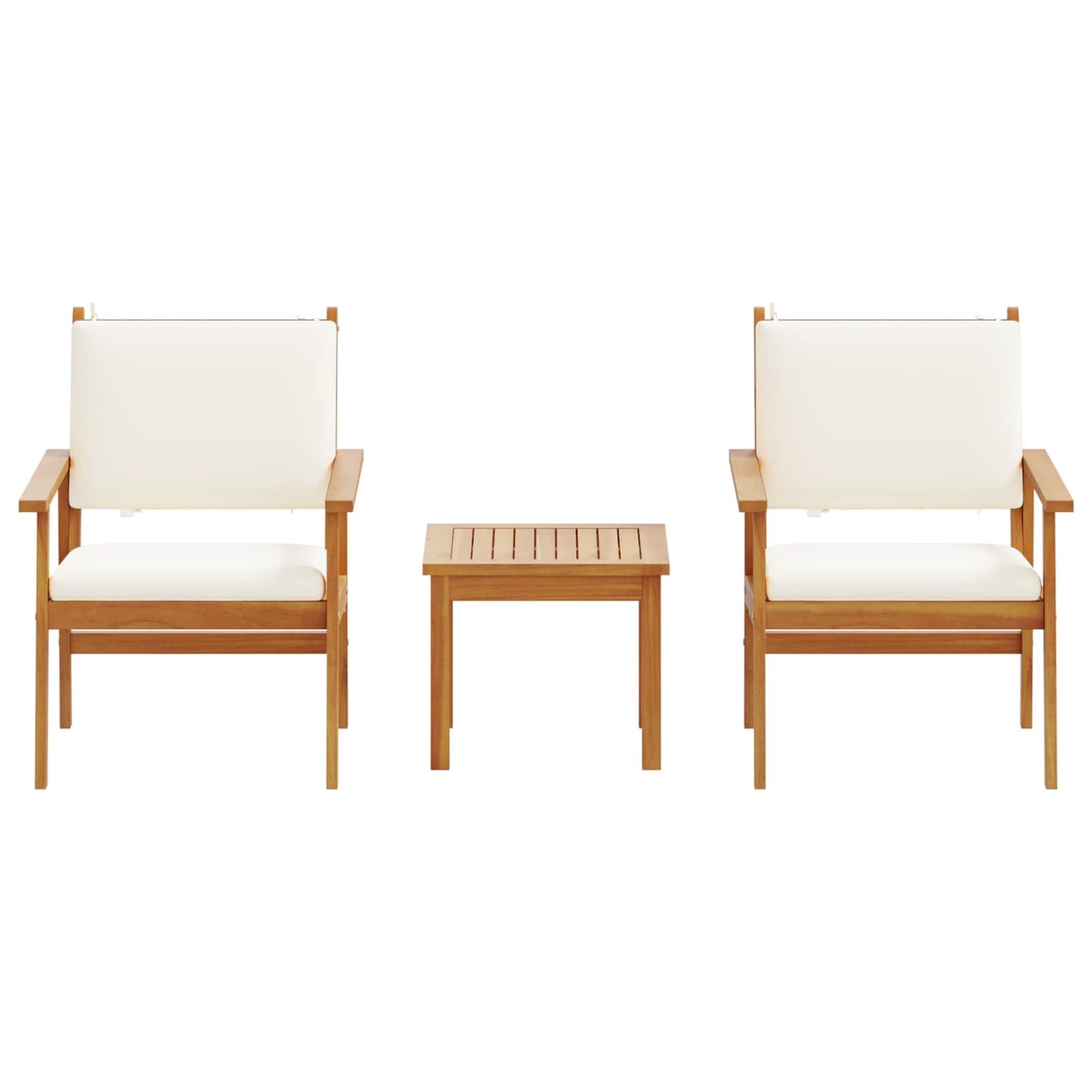 Gartensofa-set 3 stk. 2-Sitzanzahl Cremeweiß Massivholz Akazie