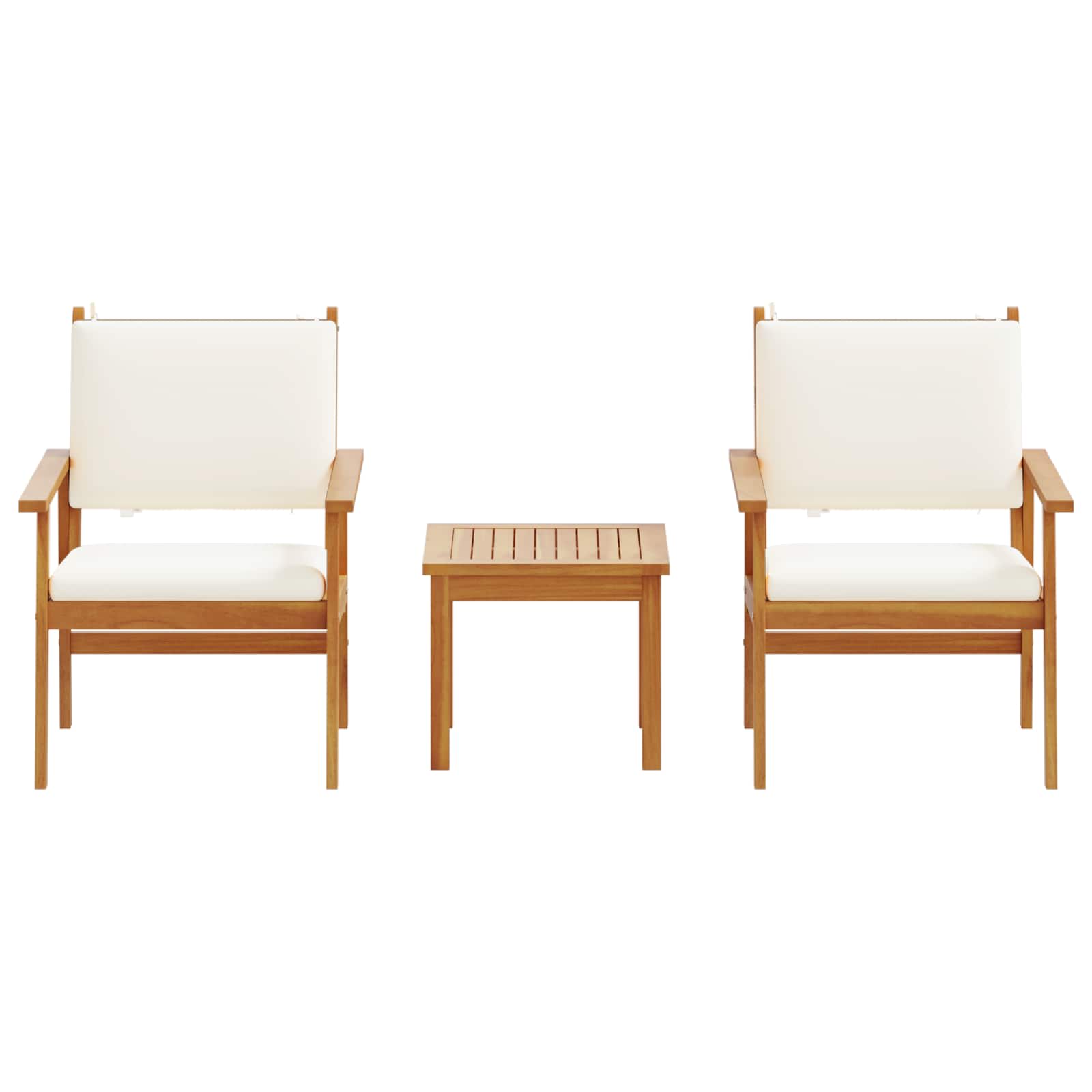 Gartensofa-set 3 stk. 2-Sitzanzahl Cremeweiß Massivholz Akazie