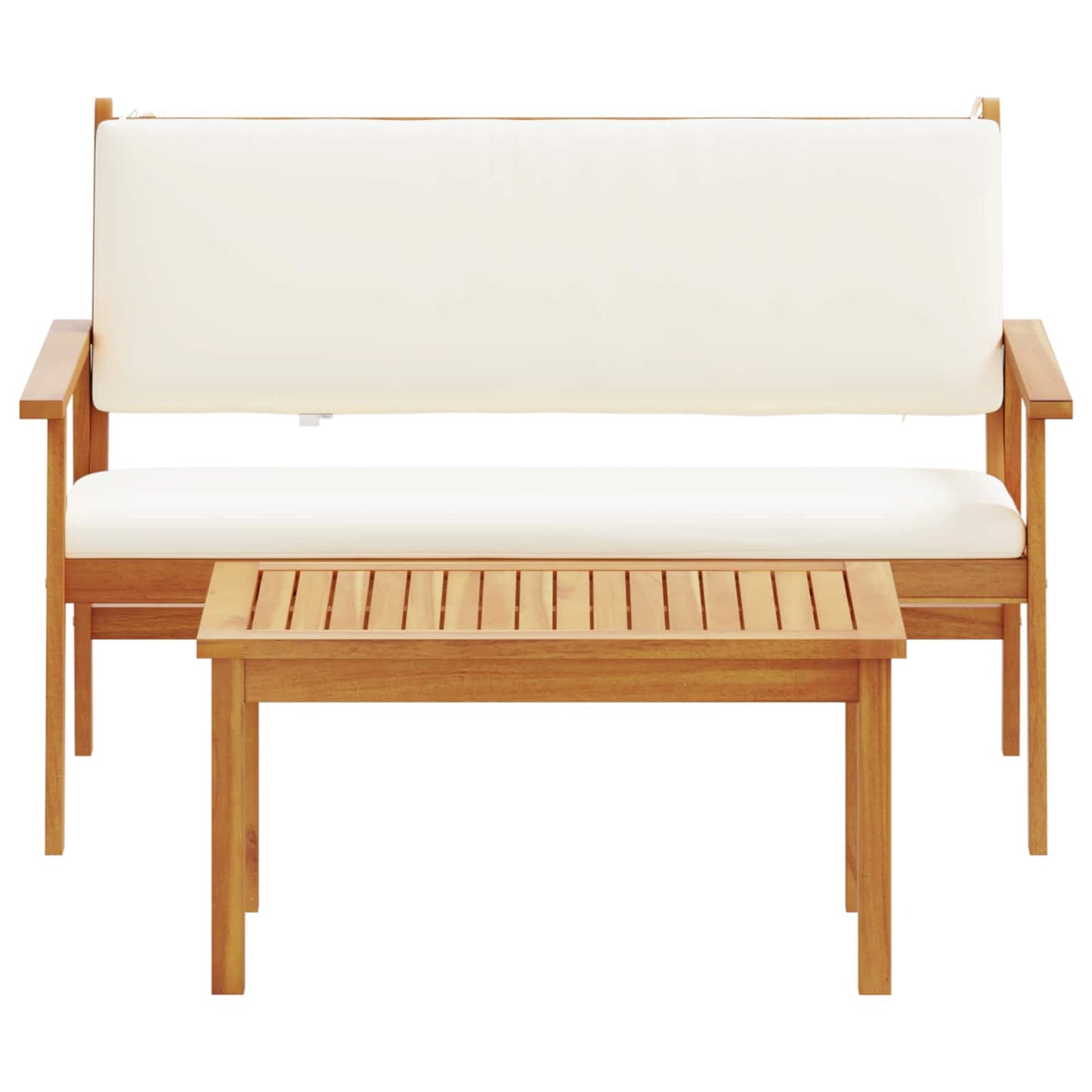 Gartensofa-set mit Kissen 2 pcs Cremeweiß Massivholz Akazie