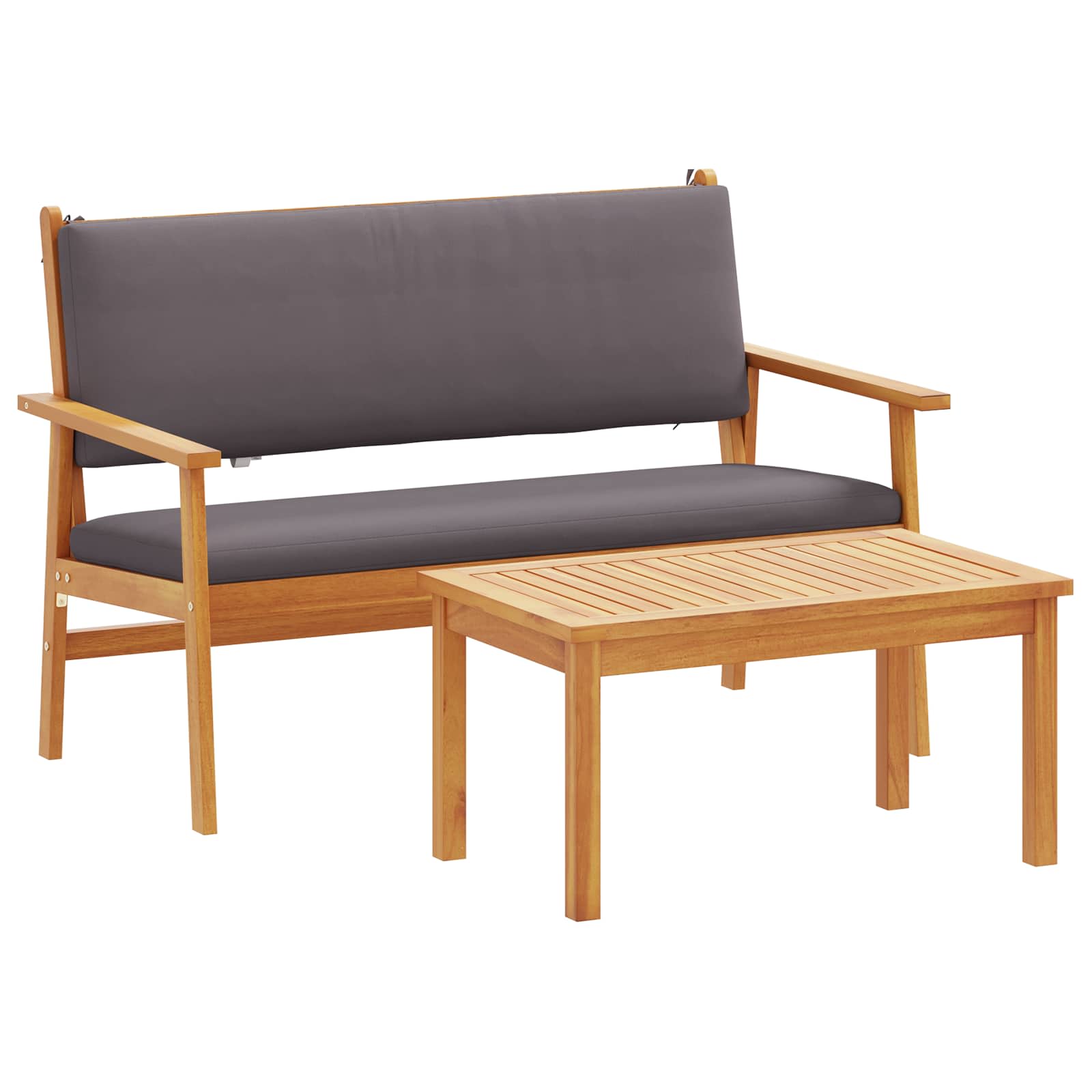 Gartensofa-set mit Kissen 2 pcs Anthrazit Massivholz Akazie