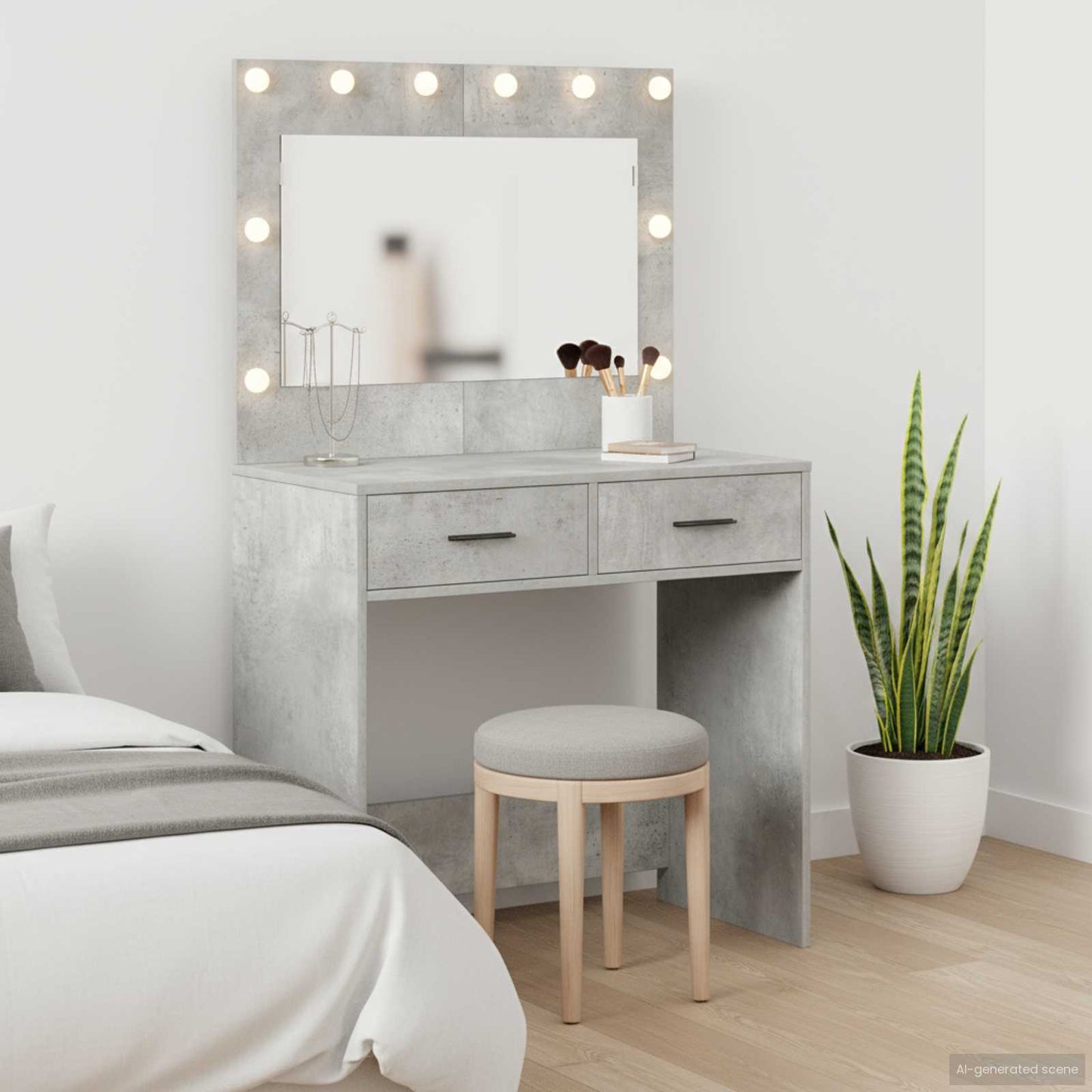 Schminktisch Beton Grau 78,5 x 41 x 135 cm Holzwerkstoff