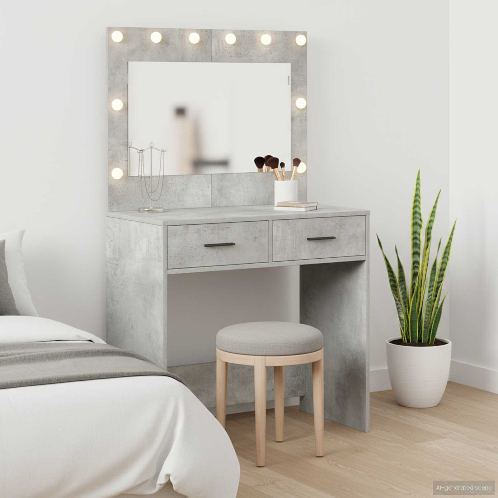 Schminktisch Beton Grau 78,5 x 41 x 135 cm Holzwerkstoff