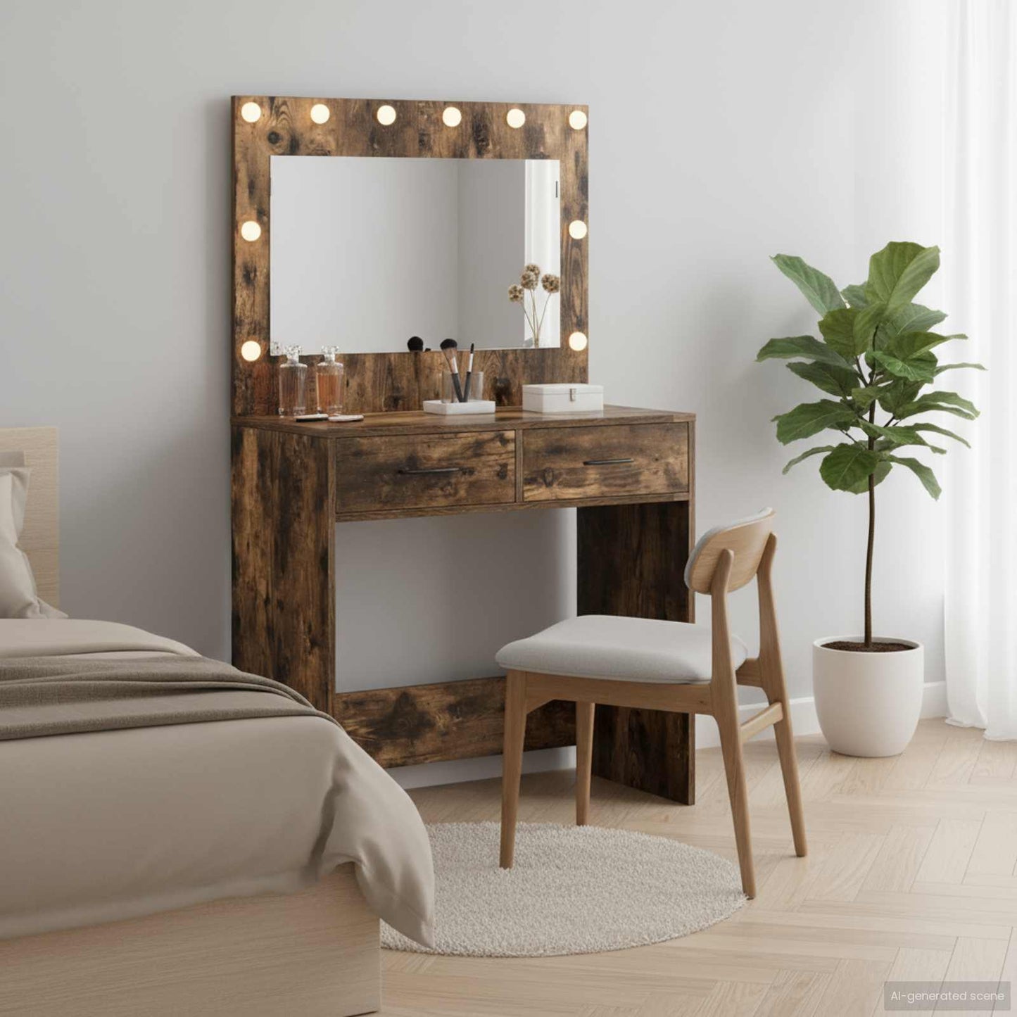 Schminktisch Geräucherte Eiche 78,5 x 41 x 135 cm Holzwerkstoff
