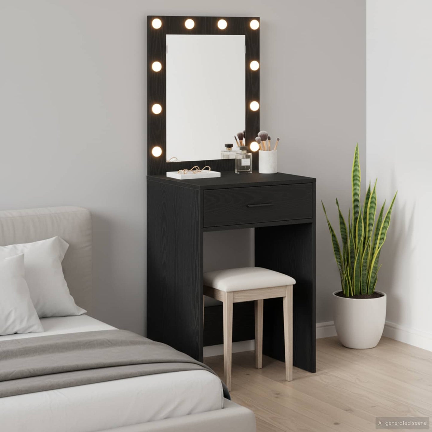 Schminktisch Schwarz Eichen-Optik 50 x 41 x 135 cm