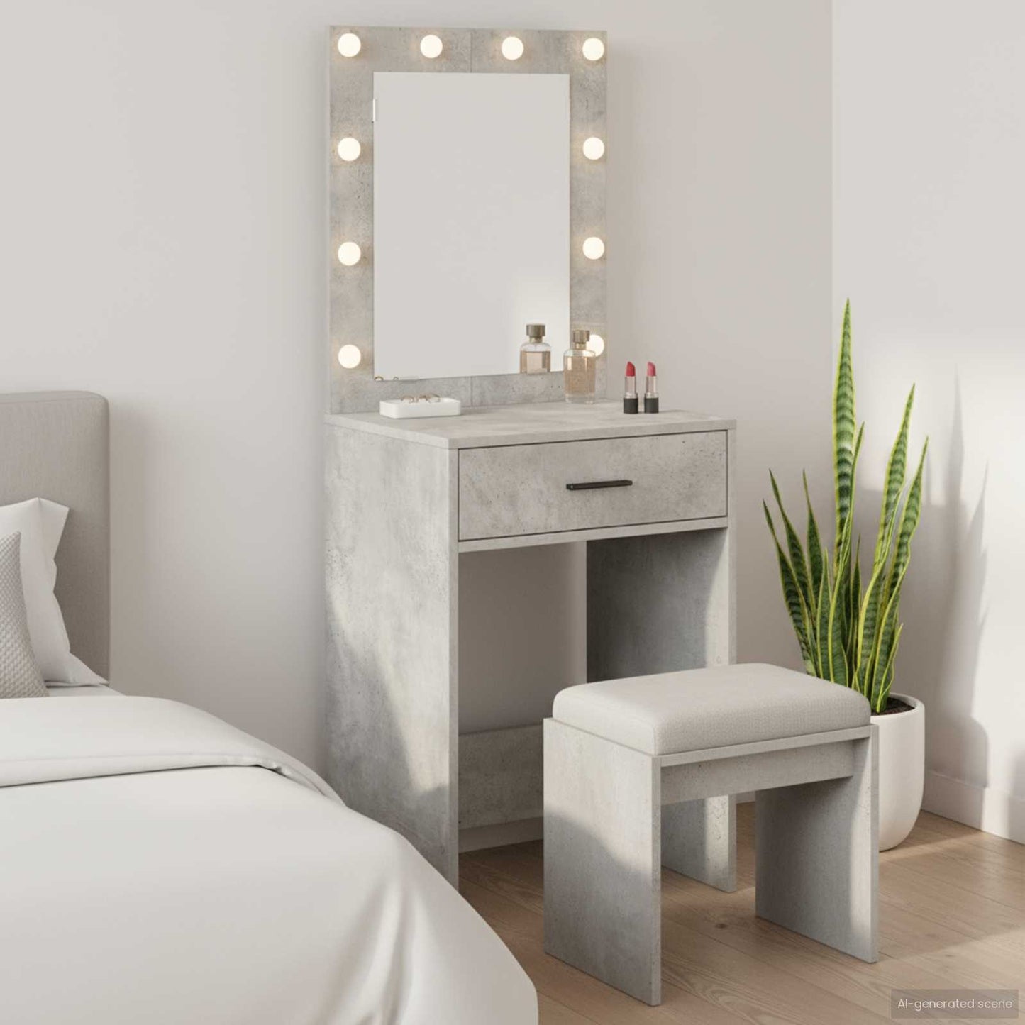 Schminktisch Beton Grau 50 x 41 x 135 cm Holzwerkstoff
