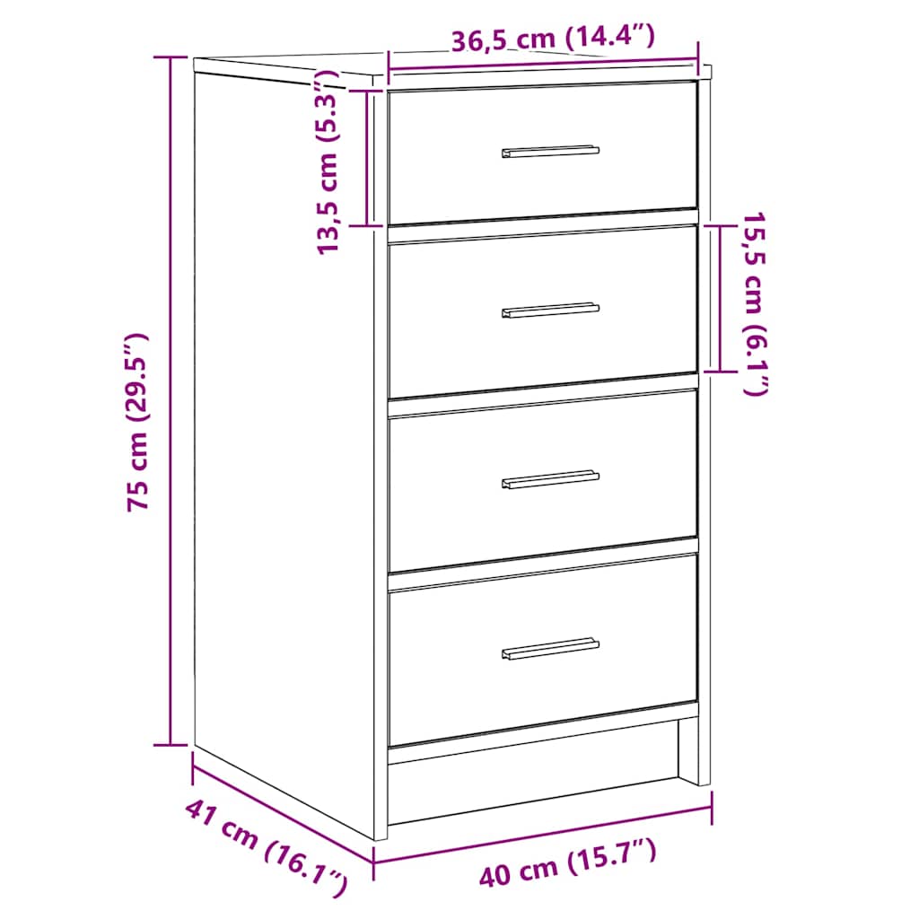 Sideboard Artisan-Eiche 40 x 41 x 75 cm Holzwerkstoff