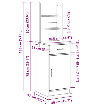 Highboard Geräucherte Eiche 41 x 40 x 135 cm Holzwerkstoff