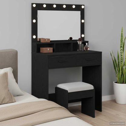 Schminktisch Schwarz Eichen-Optik 79 x 41 x 135 cm