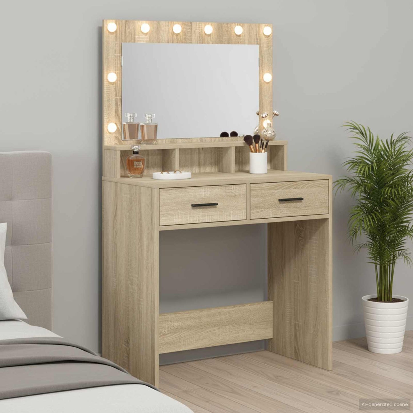 Schminktisch Sonoma-Eiche 79 x 41 x 135 cm Holzwerkstoff