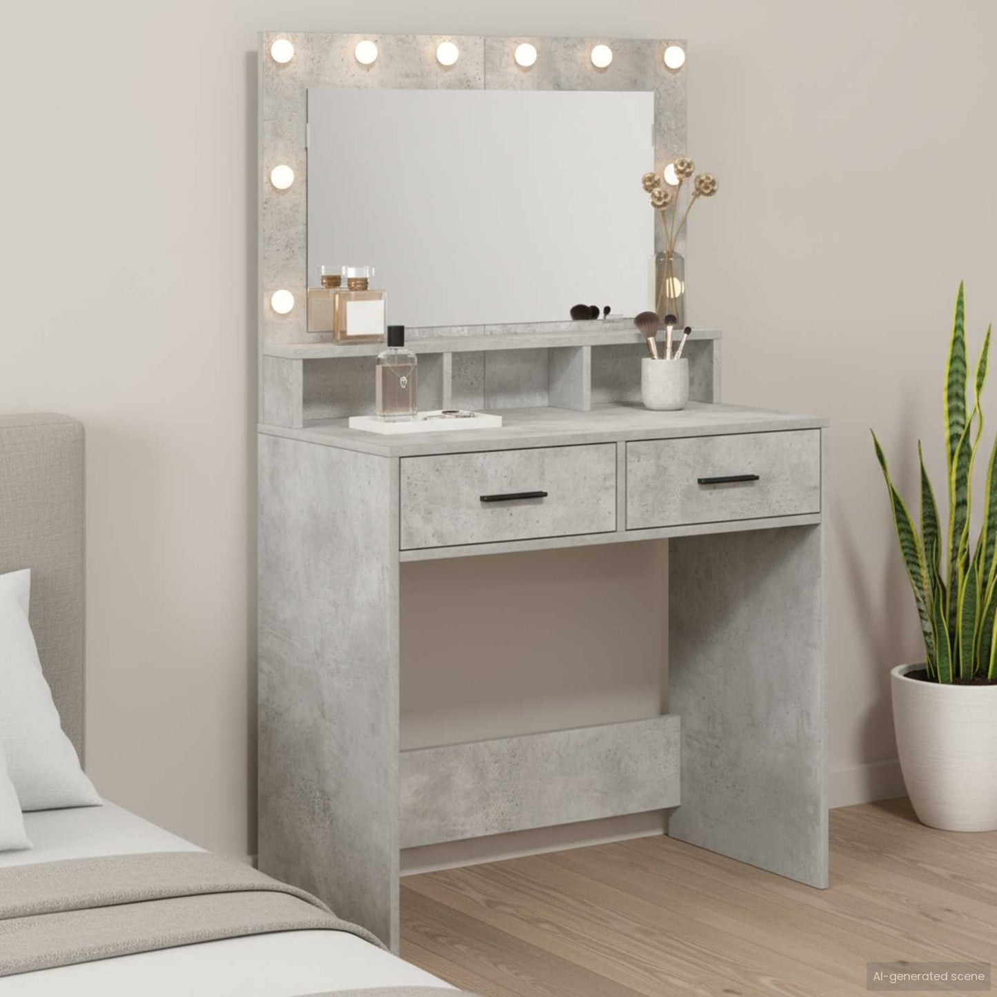 Schminktisch Beton Grau 79 x 41 x 135 cm Holzwerkstoff