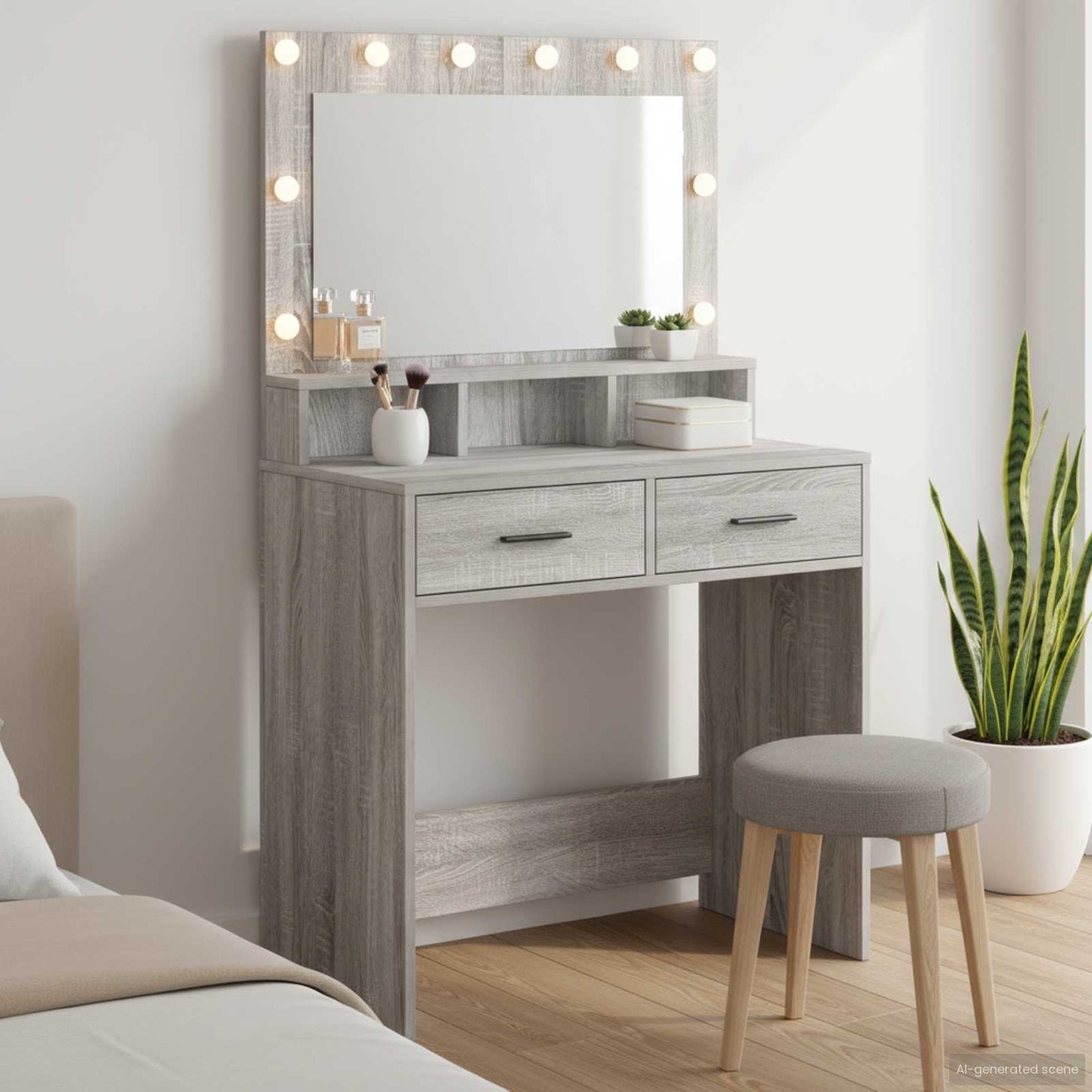 Schminktisch Graues Sonoma 79 x 41 x 135 cm Holzwerkstoff