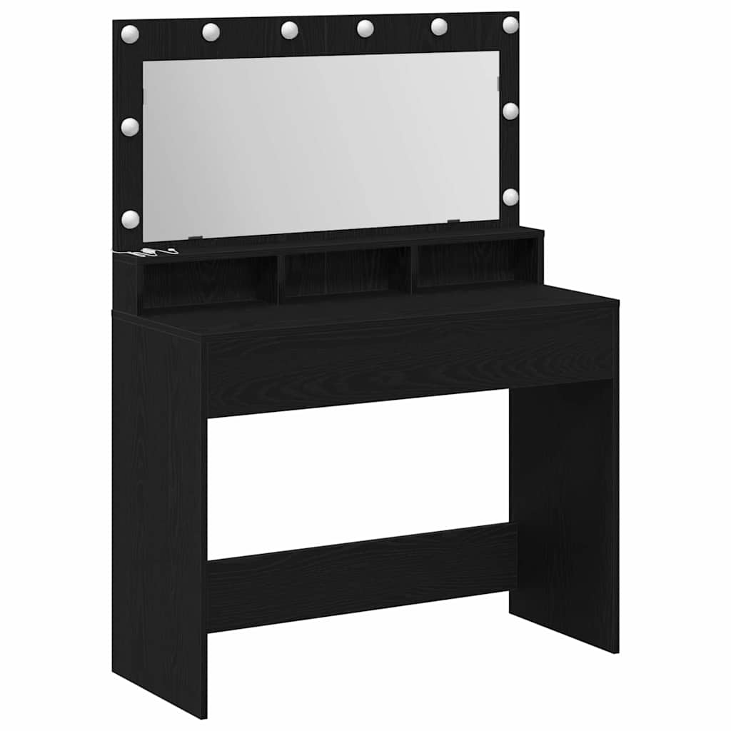 Schminktisch Schwarz Eichen-Optik 100 x 41 x 135 cm