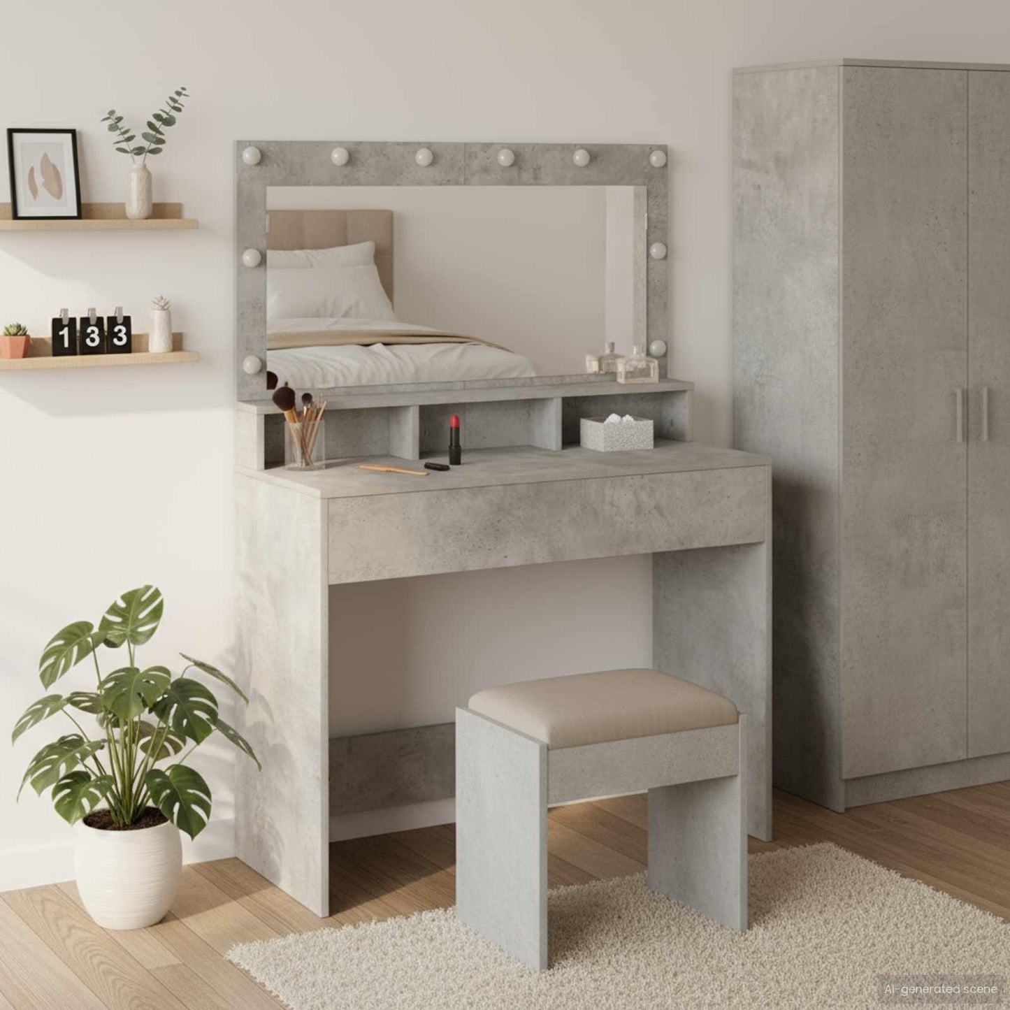 Schminktisch Beton Grau 100 x 41 x 135 cm Holzwerkstoff