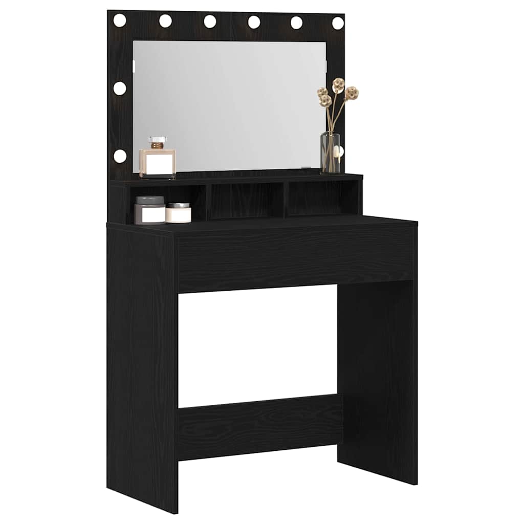 Schminktisch Schwarz Eichen-Optik 75,5 x 41 x 135 cm