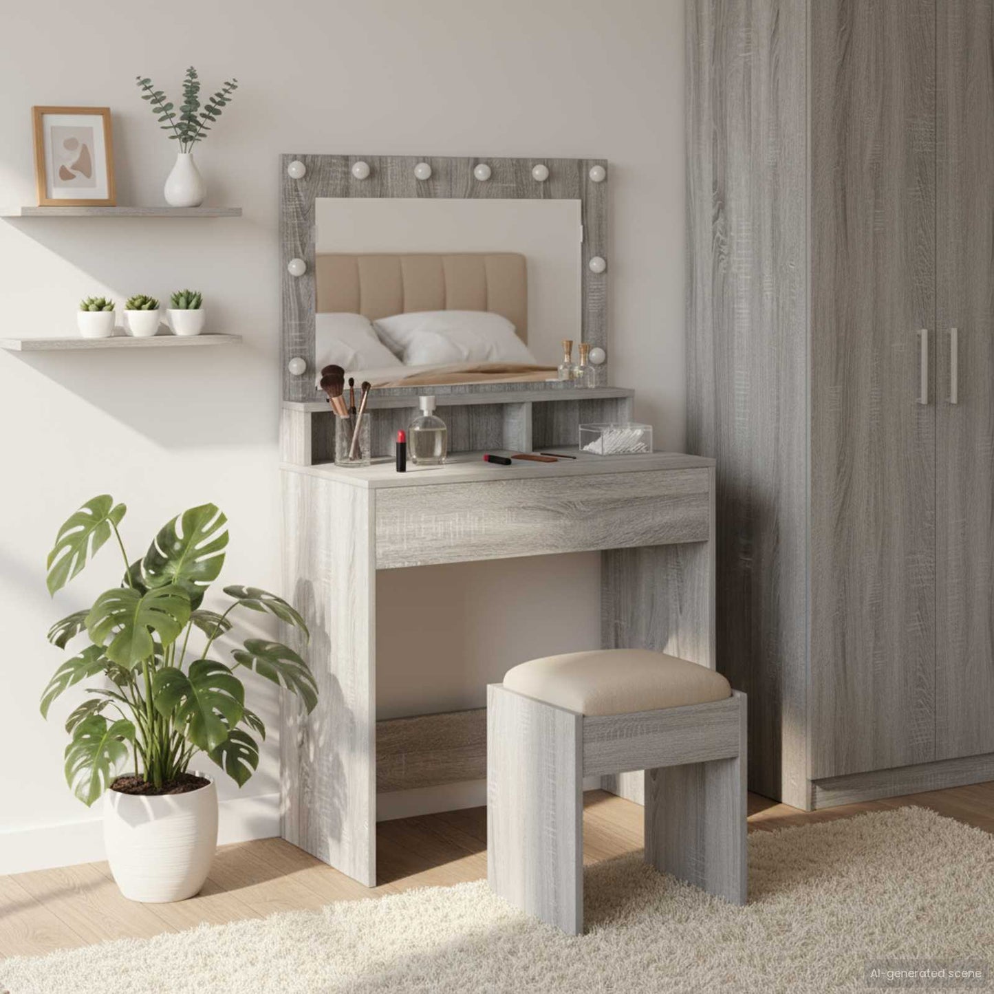 Schminktisch Graues Sonoma 78,5 x 41 x 135 cm Holzwerkstoff